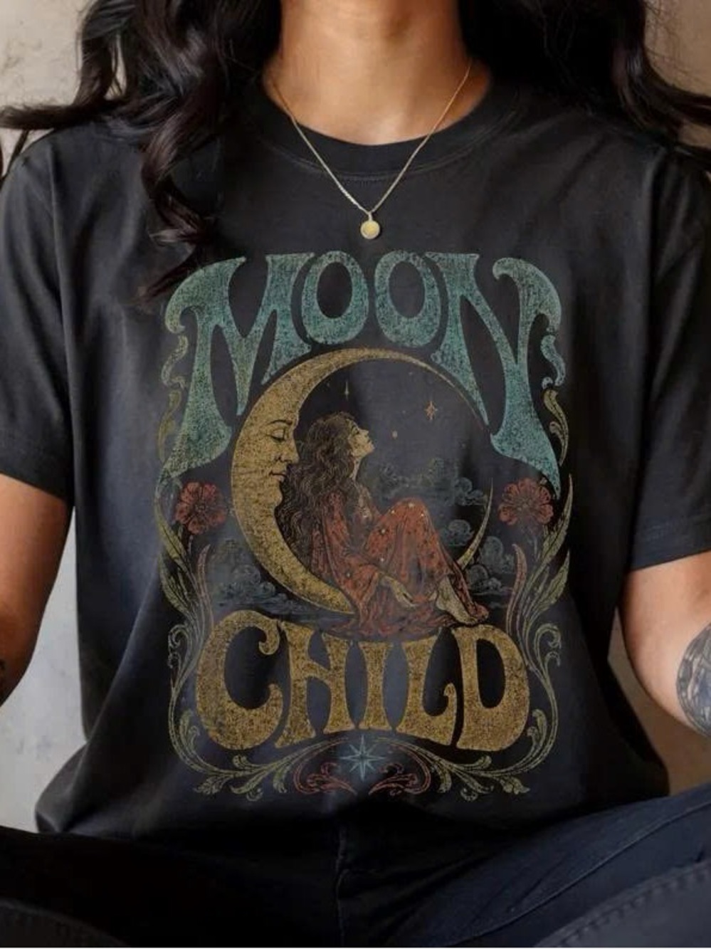 Moon Child Graphic Tee - Black